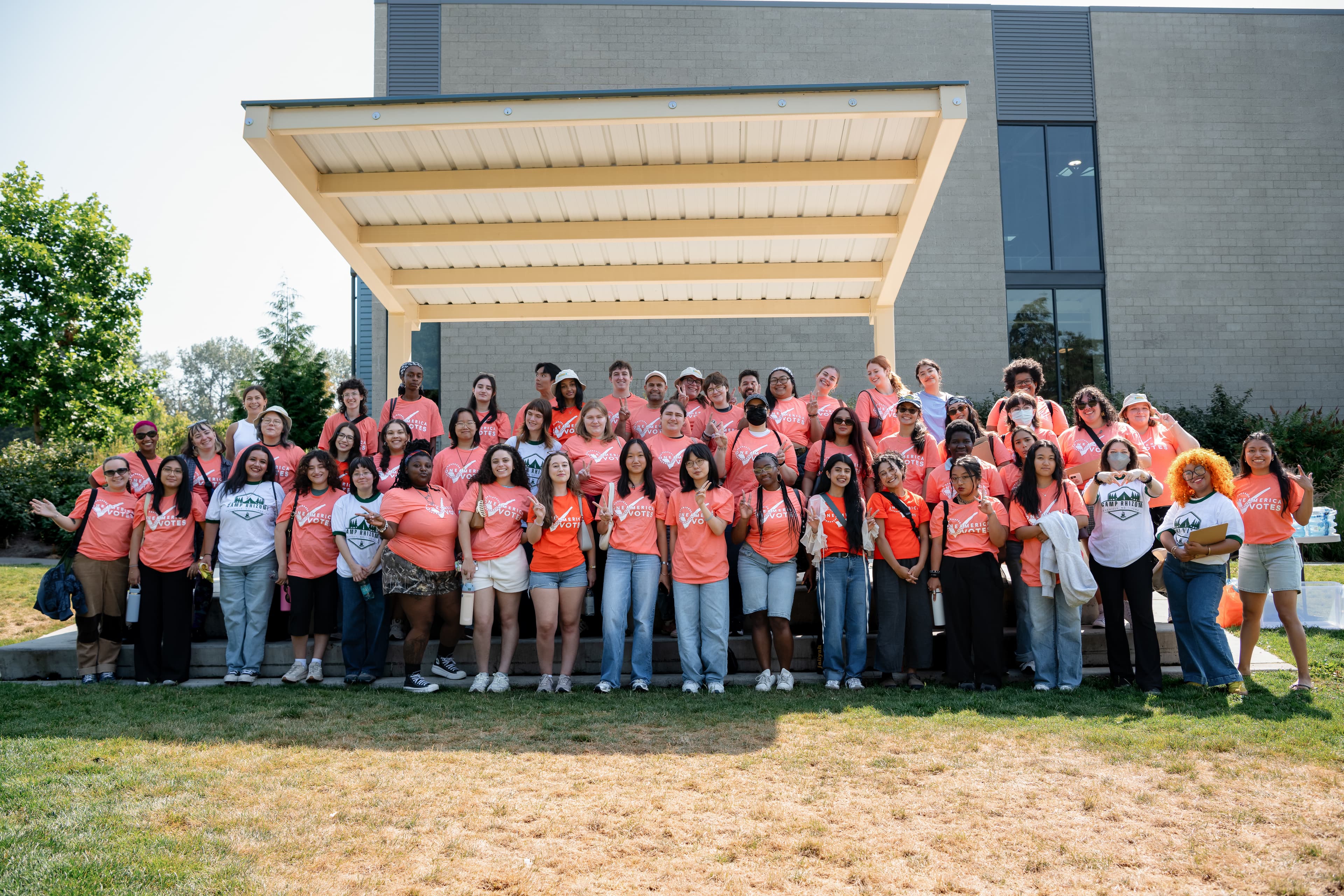 A large group of Rhizome community members canvassing